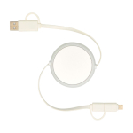 Cable retráctil de sincronización de datos con plástico y aluminio color plateado segunda vista frontal