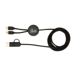 Cable de carga rápida de plástico reciclado y bambú 5 en 1 27W color negro segunda vista trasera