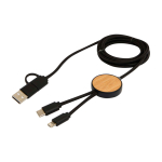 Cable de carga rápida de plástico reciclado y bambú 5 en 1 27W color negro segunda vista