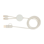 Cable de carga rápida de plástico reciclado y bambú 5 en 1 27W color blanco segunda vista trasera