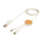 Cable de carga rápida de plástico reciclado y bambú 5 en 1 27W color blanco segunda vista