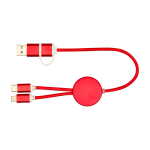 Cable de aluminio y plástico reciclado con carga rápida 5 en 1 color rojo segunda vista frontal