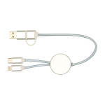 Cable de aluminio y plástico reciclado con carga rápida 5 en 1 color plateado segunda vista frontal