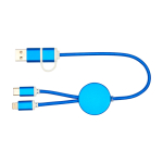 Cable de aluminio y plástico reciclado con carga rápida 5 en 1 color azul real segunda vista frontal