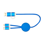 Cable de aluminio y plástico reciclado con carga rápida 5 en 1 color azul real segunda vista trasera