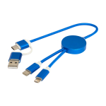 Cable de aluminio y plástico reciclado con carga rápida 5 en 1 color azul real tercera vista