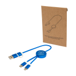 Cable de aluminio y plástico reciclado con carga rápida 5 en 1 color azul real vista impresa logo 2