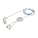 Cable de carga de plástico reciclado y aluminio que sincroniza 5 en 1 color plateado tercera vista