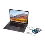 Cable de carga de plástico reciclado y aluminio que sincroniza 5 en 1 color plateado cuarta vista