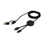 Cable de plástico reciclado y sincronización de datos 27W 5 en 1 color negro tercera vista