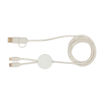 Cable de plástico reciclado y sincronización de datos 27W 5 en 1 color blanco segunda vista frontal