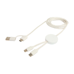Cable de plástico reciclado y sincronización de datos 27W 5 en 1 color blanco tercera vista
