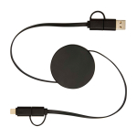 Cable de plástico reciclado con carga rápida y sincronización 5 en 1 color negro segunda vista frontal