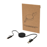 Cable de plástico reciclado con carga rápida y sincronización 5 en 1 color negro