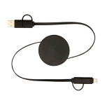 Cable de plástico reciclado con carga rápida y sincronización 5 en 1 color negro segunda vista trasera