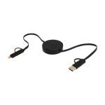 Cable de plástico reciclado con carga rápida y sincronización 5 en 1 color negro segunda vista