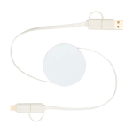 Cable de plástico reciclado con carga rápida y sincronización 5 en 1 color blanco segunda vista frontal