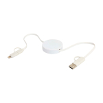 Cable de plástico reciclado con carga rápida y sincronización 5 en 1 color blanco segunda vista