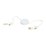 Cable de plástico reciclado con carga rápida y sincronización 5 en 1 color blanco tercera vista