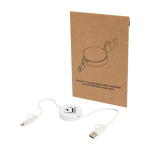 Cable de plástico reciclado con carga rápida y sincronización 5 en 1 color blanco vista impresión tampografía