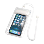 Funda impermeable mediana de plástico para móvil con cuerda color blanco