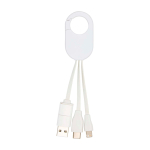 Cable de carga de plástico reciclado con varias conexiones 4 en 1 color blanco segunda vista trasera