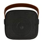 Altavoz inalámbrico de plástico reciclado con correa de cuero 3W color negro segunda vista frontal