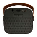 Altavoz inalámbrico de plástico reciclado con correa de cuero 3W color negro segunda vista trasera