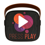 Altavoz inalámbrico de plástico reciclado con correa de cuero 3W color negro