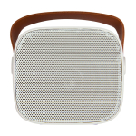 Altavoz inalámbrico de plástico reciclado con correa de cuero 3W color blanco segunda vista frontal