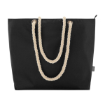 Bolsa de playa de poliéster reciclado con asas de cordón 23L color negro segunda vista frontal