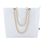 Bolsa de playa de poliéster reciclado con asas de cordón 23L color blanco segunda vista frontal