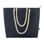 Bolsa de playa de poliéster reciclado con asas de cordón 23L color azul marino segunda vista frontal