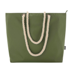 Bolsa de playa de poliéster reciclado con asas de cordón 23L color verde oliva segunda vista frontal
