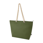 Bolsa de playa de poliéster reciclado con asas de cordón 23L color verde oliva