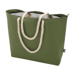 Bolsa de playa de poliéster reciclado con asas de cordón 23L color verde oliva segunda vista