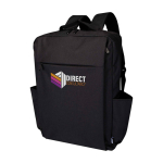 Mochila de poliéster reciclado con compartimento para PC 15” color gris oscuro vista impresión transfer