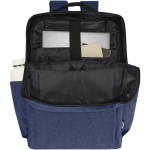 Mochila publicitaria de poliéster reciclado con compartimento para PC 15'' color azul jaspeado segunda vista