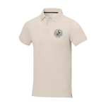 Polo de manga corta de hombre de algodón en piqué 200 g/m2 Elevate Life color arena vista impresión serigrafía