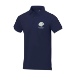 Polo de manga corta de hombre de algodón en piqué 200 g/m2 Elevate Life color azul marino vista impresión serigrafía