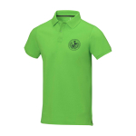 Polo de manga corta de hombre de algodón en piqué 200 g/m2 Elevate Life color verde fluorescente vista impresión serigrafía