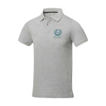 Polo de manga corta de hombre de algodón en piqué 200 g/m2 Elevate Life color gris claro jaspeado vista impresión serigrafía