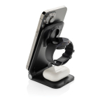 Cargador inalámbrico 3 en 1 de aluminio reciclable de 15W color negro cuarta vista