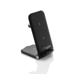 Cargador inalámbrico 3 en 1 de aluminio reciclable de 15W color negro vista con logo