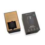 Altavoz ecológico con sonido de alta calidad y subwoofer de 10W color negro vista con caja