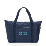Bolsa térmica XL de RPET con dos asas y correa de hombro 30L color azul marino vista de impresión