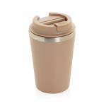 Taza térmica de doble pared ecológica con tapa antigoteo de 350ml color marfil