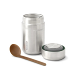 Frasco térmico de acero inoxidable con antigoteo Black+Blum 400ml vista con logo