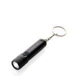 Linterna llavero recargable y ultra brillante con LED Gearx color negro vista de impresión