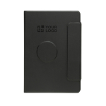 Portafolio magnético ecológico con tapa dura A5 hojas a rayas color negro vista de impresión